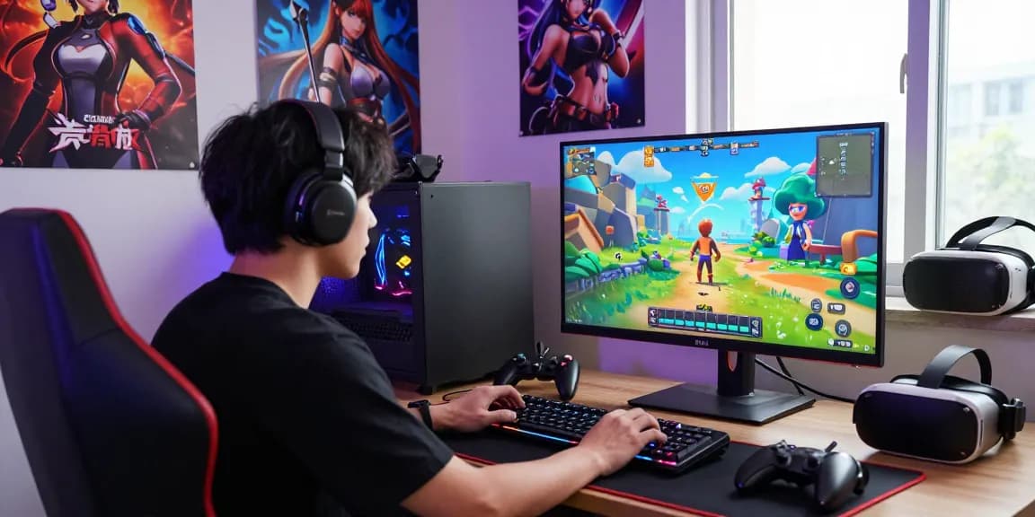 Immersive 3D hentai game setup showcasing vibrant graphics and vibrant gaming atmosphere.