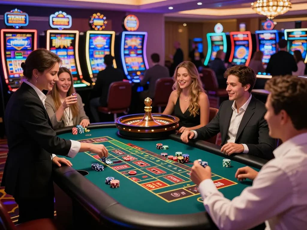 Experience the excitement at ww88 with friends gathered around a roulette table.
