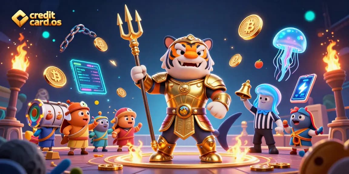 Experience thrilling action at credit card casinos with dynamic 3D illustration featuring vibrant casino elements.