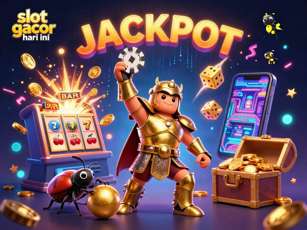 Menangkan slot gacor hari ini dengan jackpot yang spektakuler dan simbol keberuntungan di dalam gambar.