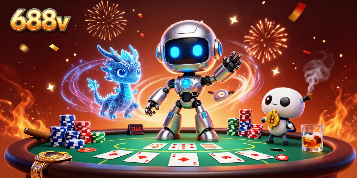 Experience thrilling poker action with 688v's vibrant 3D characters and casino elements.