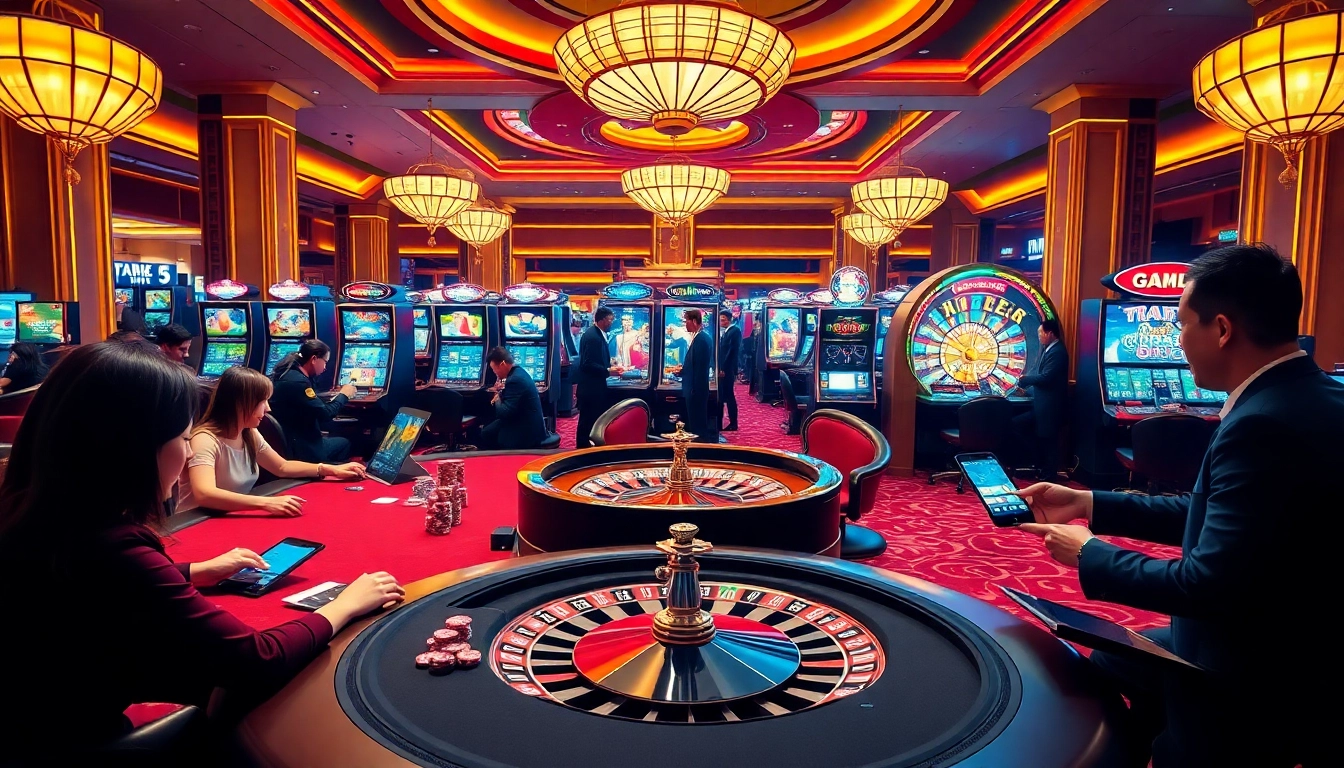 Experience the thrill of nk88 with engaging slot machines and poker tables in a lavish setting.