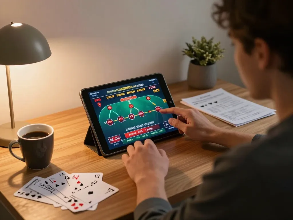 Engaging in Canadian online casinos with live dealer games on tablet at home.