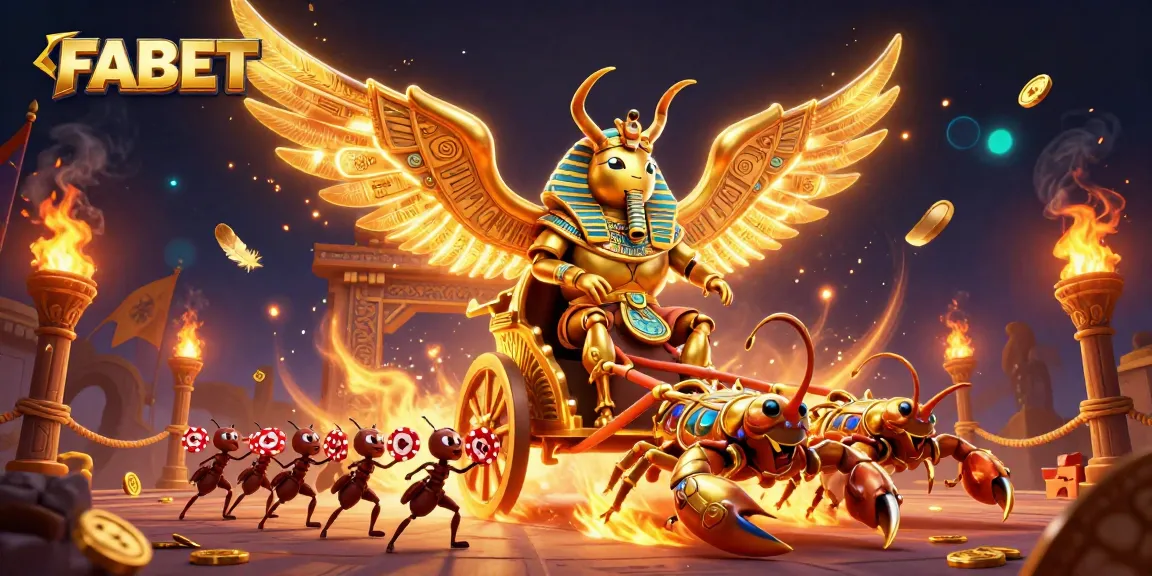 Experience FABET's thrilling gaming world with a vibrant 3D scene showcasing playful casino elements.