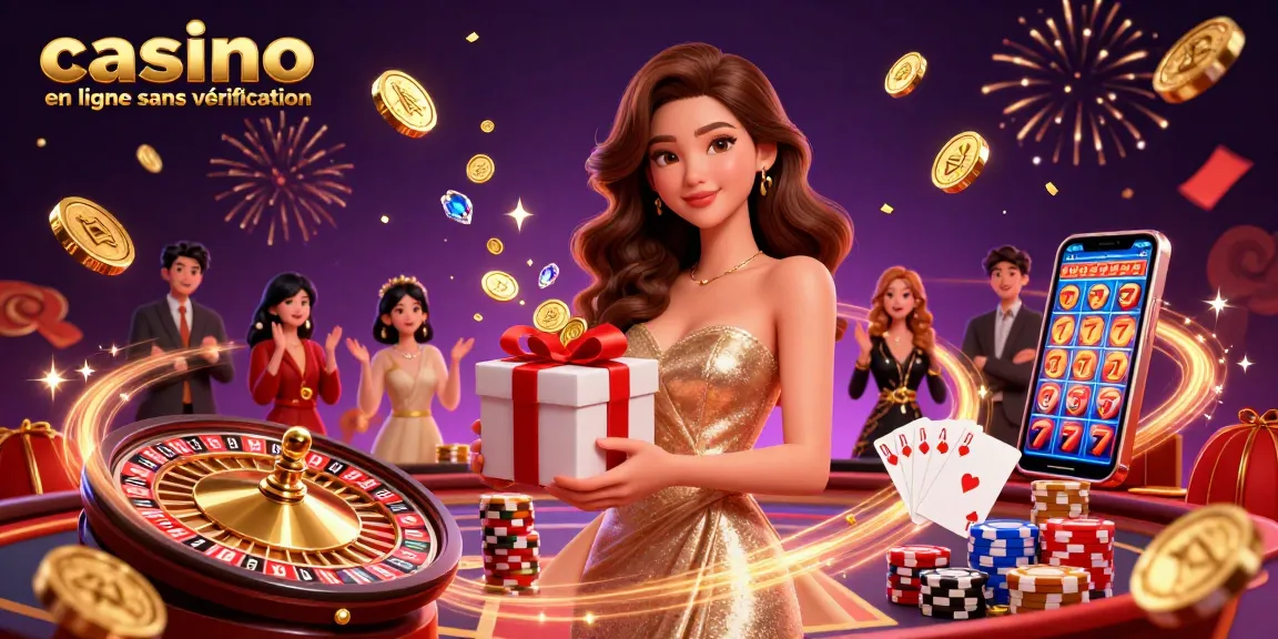 Jouez au casino en ligne sans vérification avec un charme festif, présentant des symboles de chance et des éléments de casino vibrants.