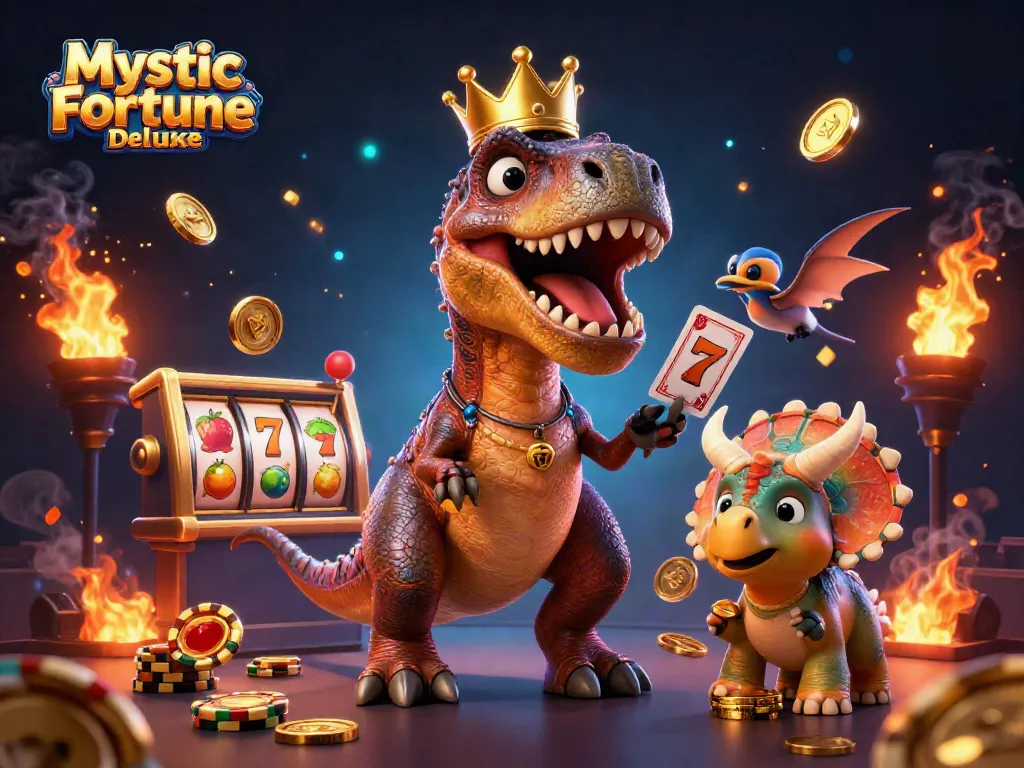หมุนวงล้อสล็อต Mystic Fortune Deluxe พร้อมกับ T-Rex และเพื่อนที่น่ารัก