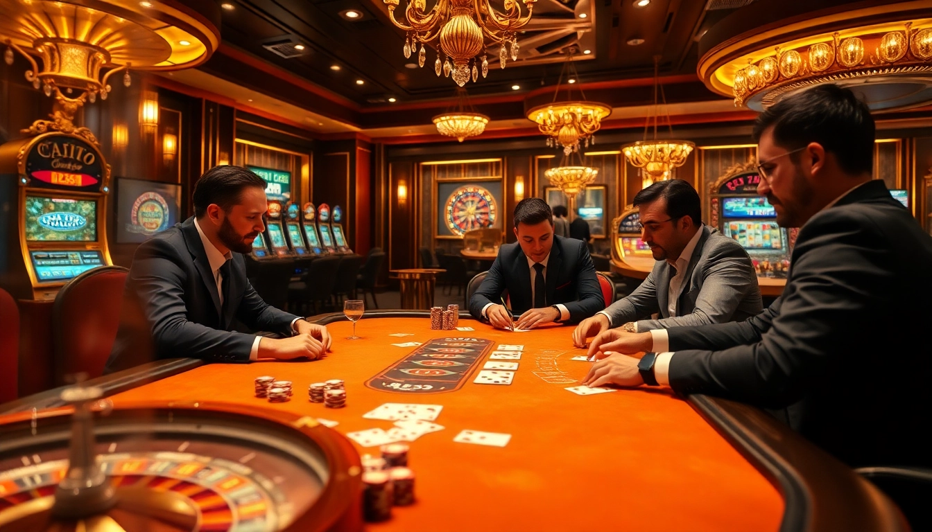 Experience high-stakes gambling at GG88 with a vibrant casino scene featuring poker tables, slot machines, and roulette.