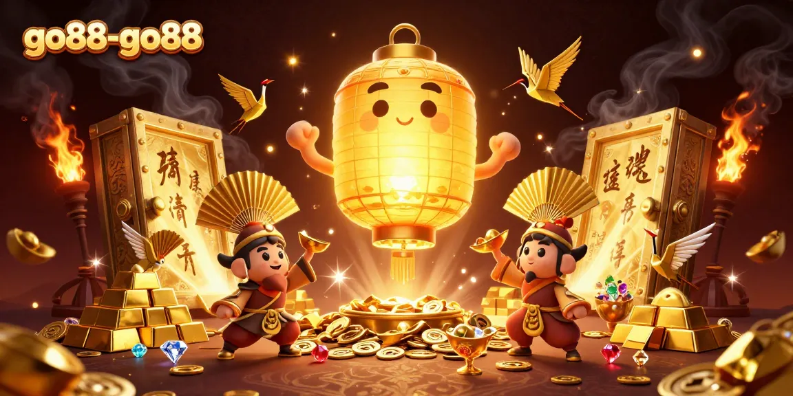 Experience the magic of go88-go88 with vibrant treasures and dynamic characters in a rich casino backdrop.