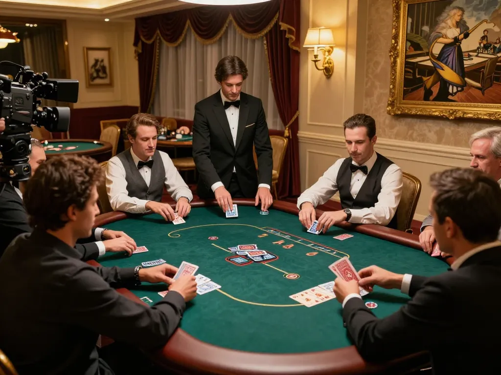 Sun Win poker players enjoy a high-stakes game in an elegant VIP casino setting.