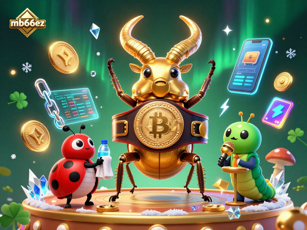 Experience thrilling gameplay at mb66ez with a vivid 3D casino scene showcasing exciting characters and crypto elements.