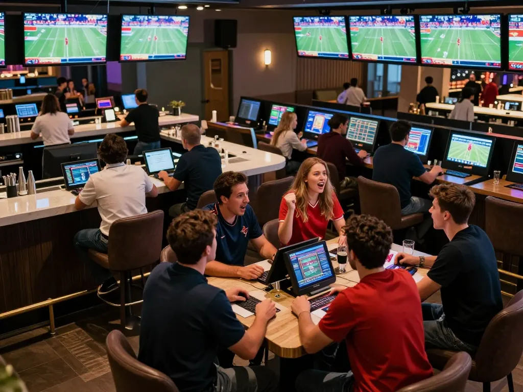 Fans placing bets at the go8 sportsbook with excitement and anticipation of winning.
