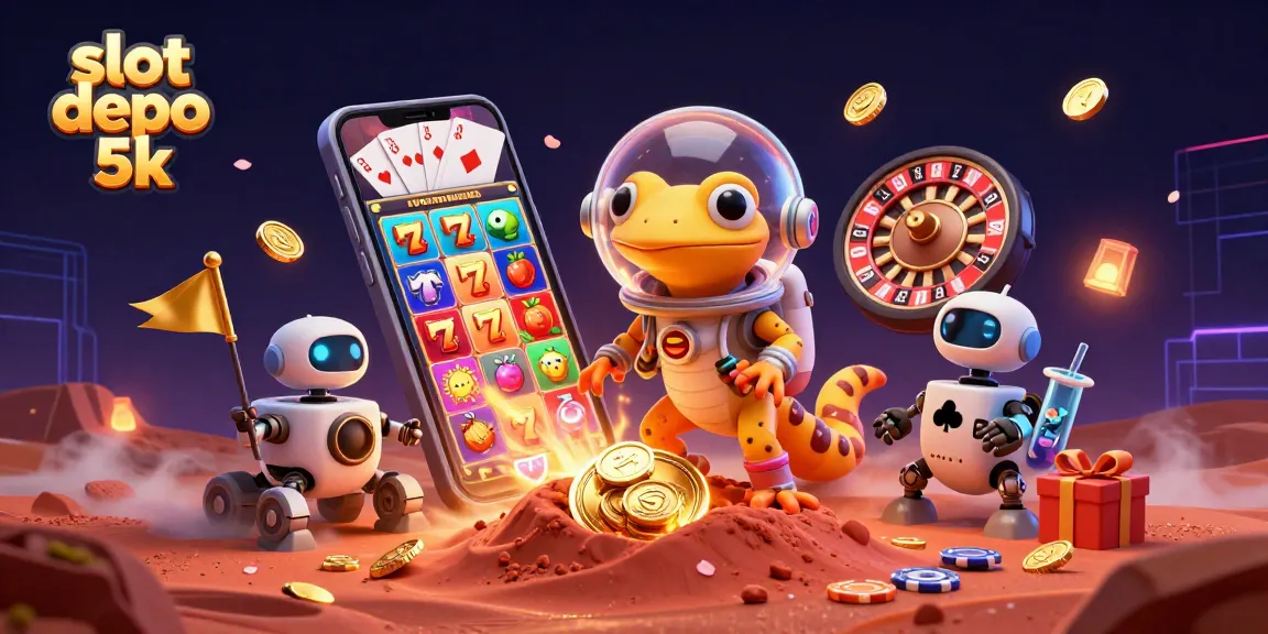 Experience thrill with slot depo 5k in a vibrant 3D casino scene filled with excitement.