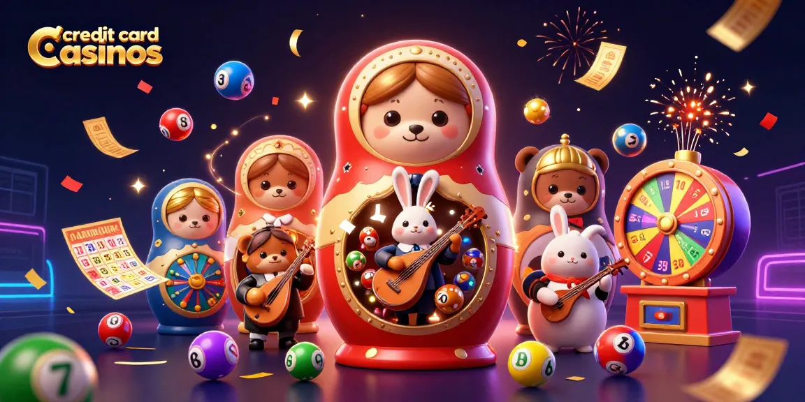 Experience the thrill of credit card casinos with festive casino elements and characters.
