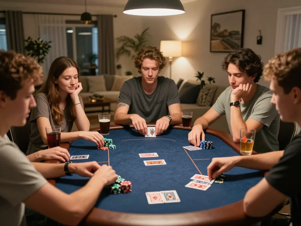 Players engaging in a thrilling poker game at home using 777vip for seamless online betting