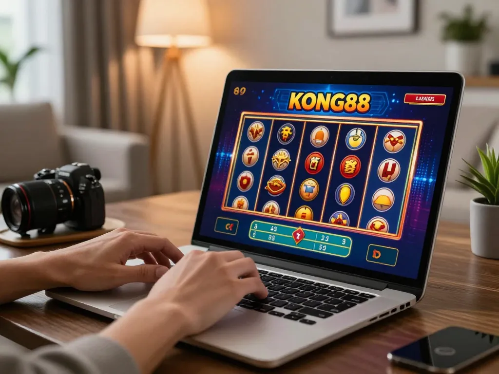KONG88 online casino interface showcasing dynamic betting action on a modern laptop