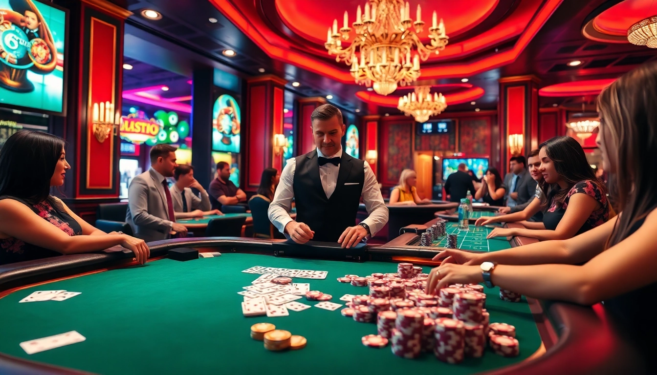 Erleben Sie casino online spiele an einem eleganten Spieltisch voller Action und Farbe.
