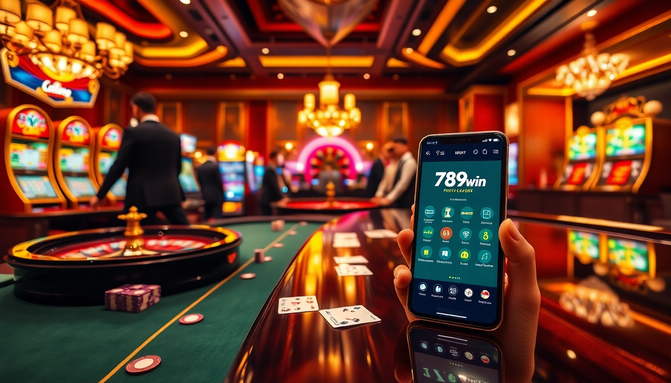Experience the thrill of 789win as players engage at a lively poker table with vibrant chips and cards.