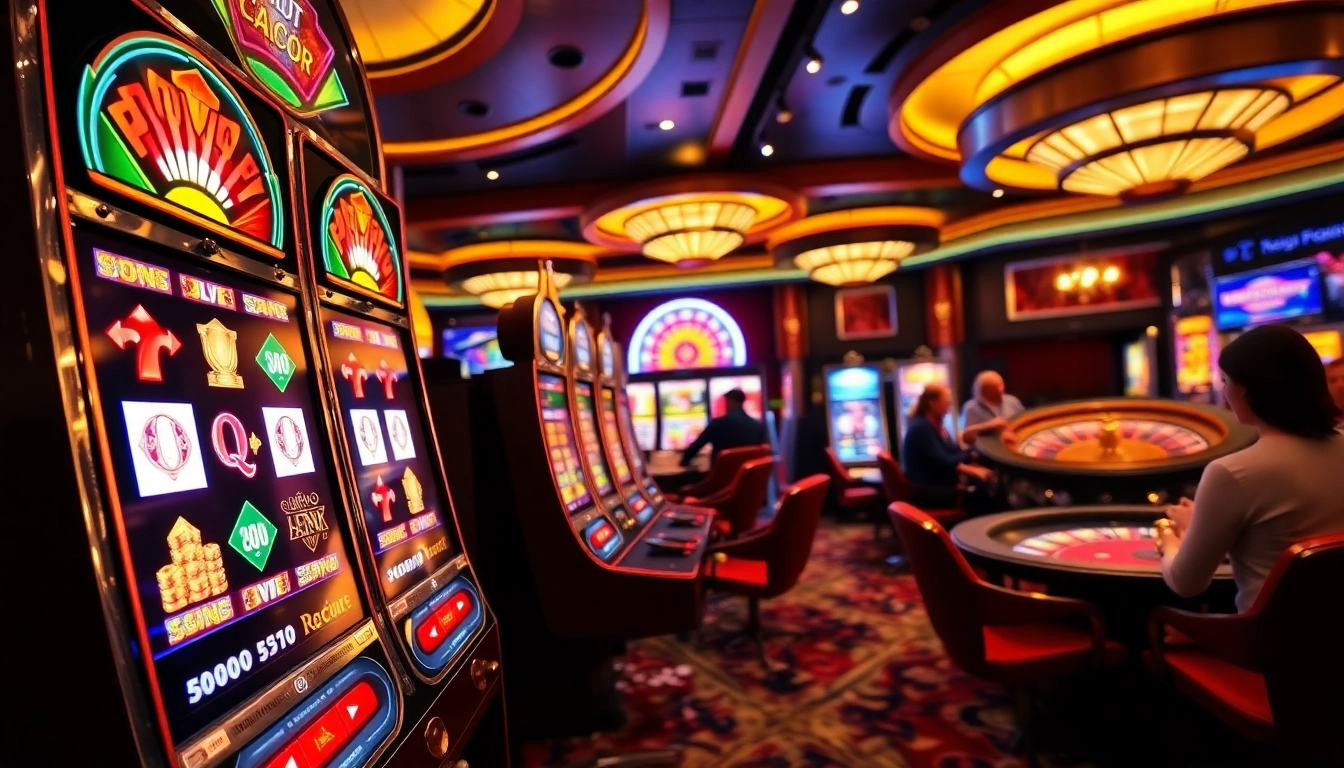 Experience the thrill of slot gacor in an exciting casino environment with vibrant slot machines and players.