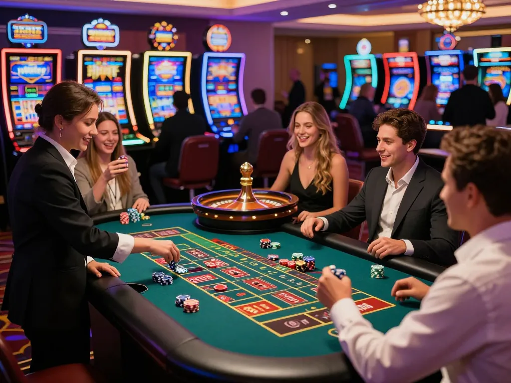Experience the excitement at ww88 with friends gathered around a roulette table.