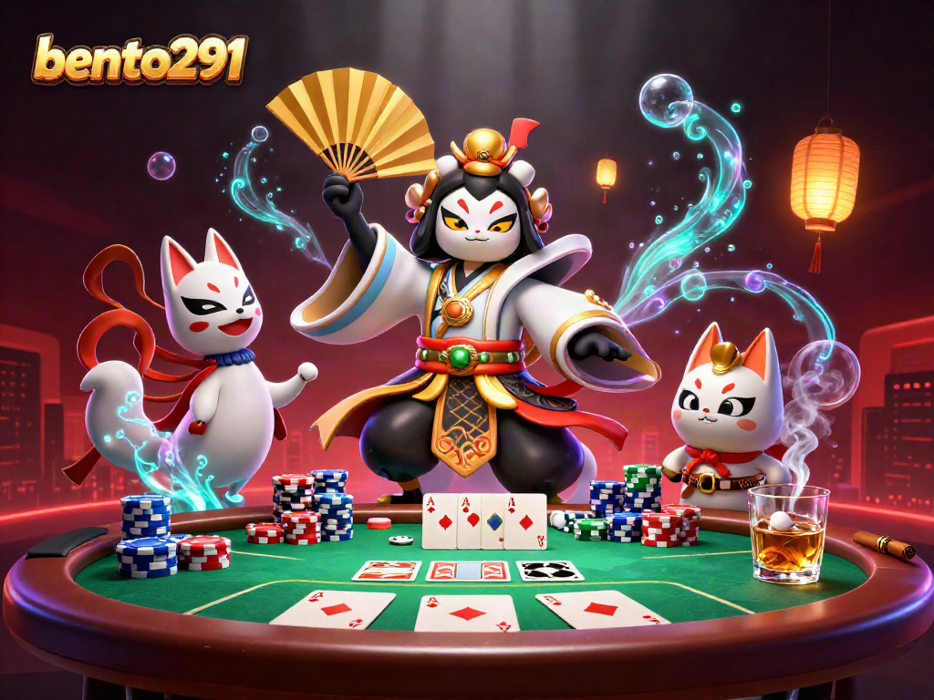 Discover exhilarating poker action at bento291 with an artistic kabuki warrior theme.