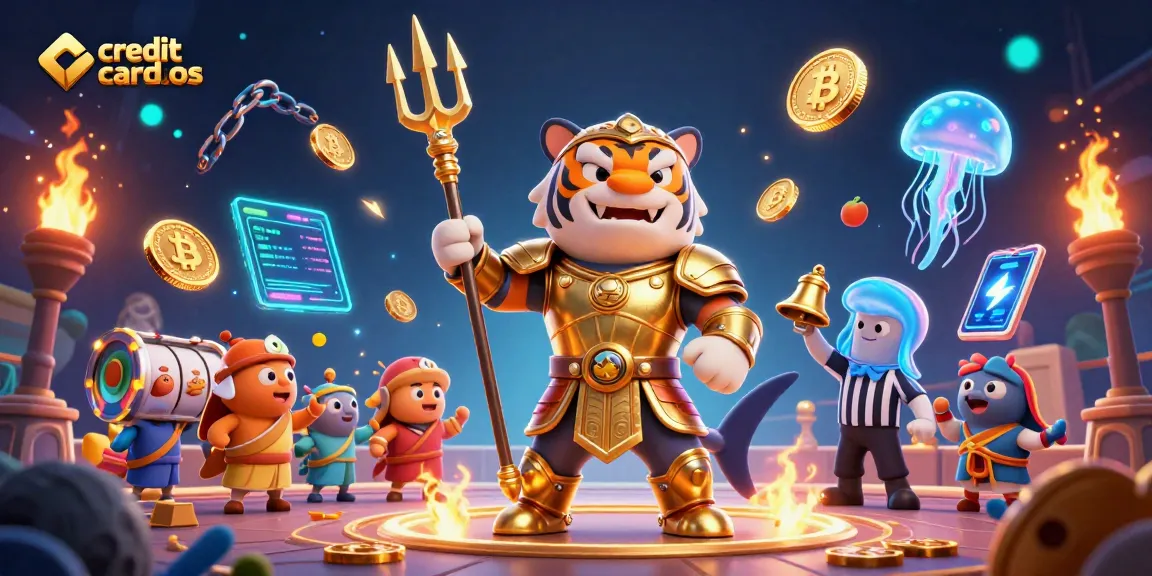 Experience thrilling action at credit card casinos with dynamic 3D illustration featuring vibrant casino elements.