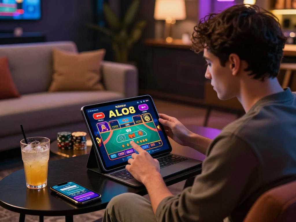 Engaging user experience with the ALO8 app in a lively online gambling scene.
