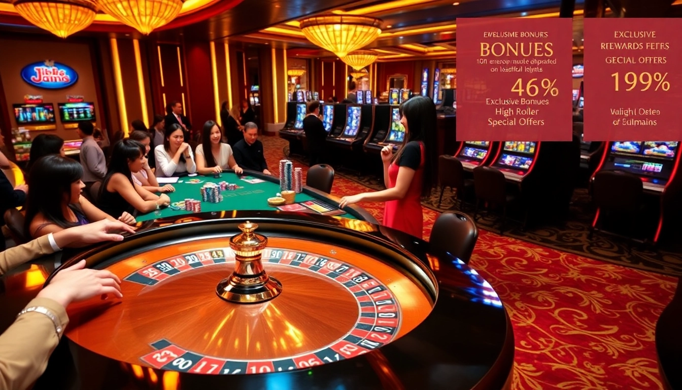 Experience the excitement of j88 casino scene with roulette and poker, vibrant atmosphere, and thrilling gameplay.