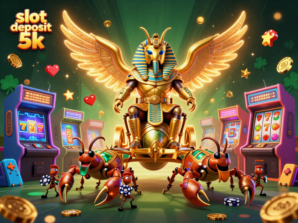 Engage in thrilling action with slot deposit 5k alongside a golden scarab and scorpions.