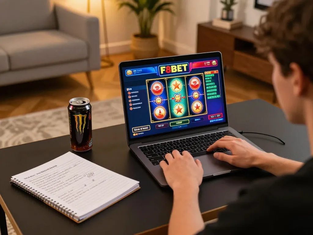 F8BET player engaged in online slots action for a vibrant casino experience