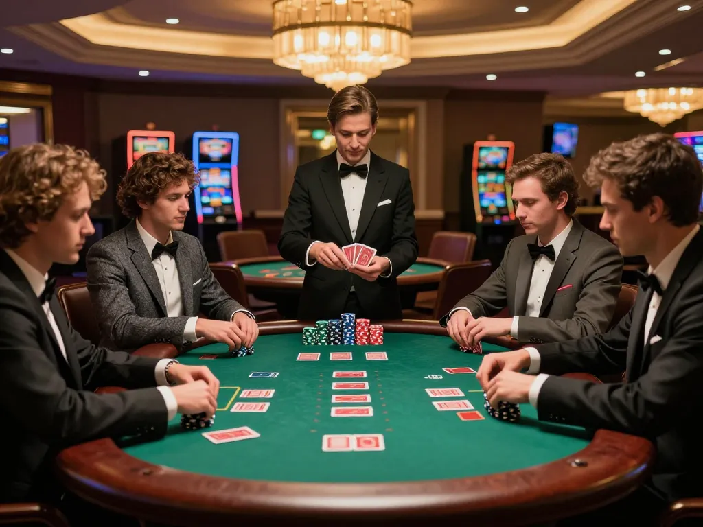 Strategic players engaging with Da88 at an upscale blackjack table in a casino