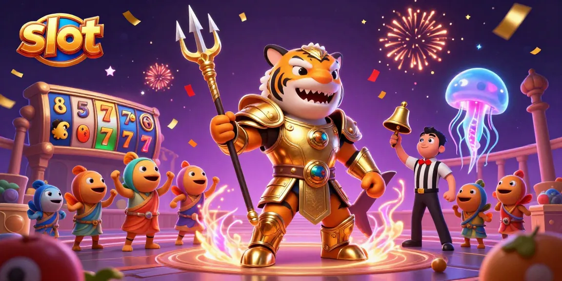 Experience thrilling slot gaming with a dynamic shark character in a vibrant underwater colosseum scene.