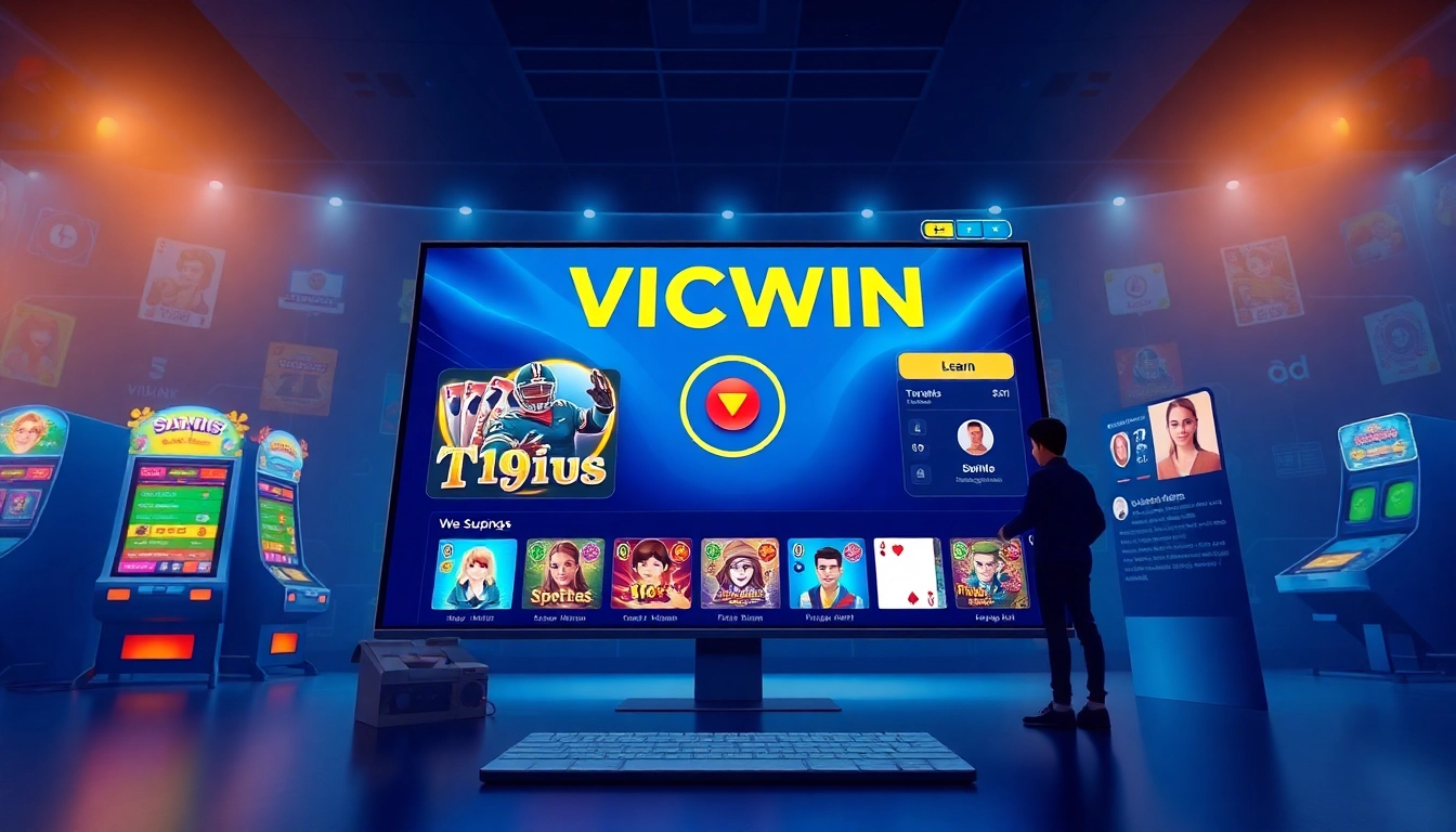 VICWIN online gaming platform interface featuring diverse game options and vibrant design.