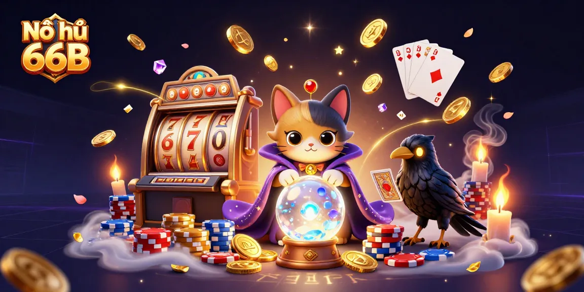 Spin the reels and win big with Nổ hũ 66B in this immersive casino illustration.