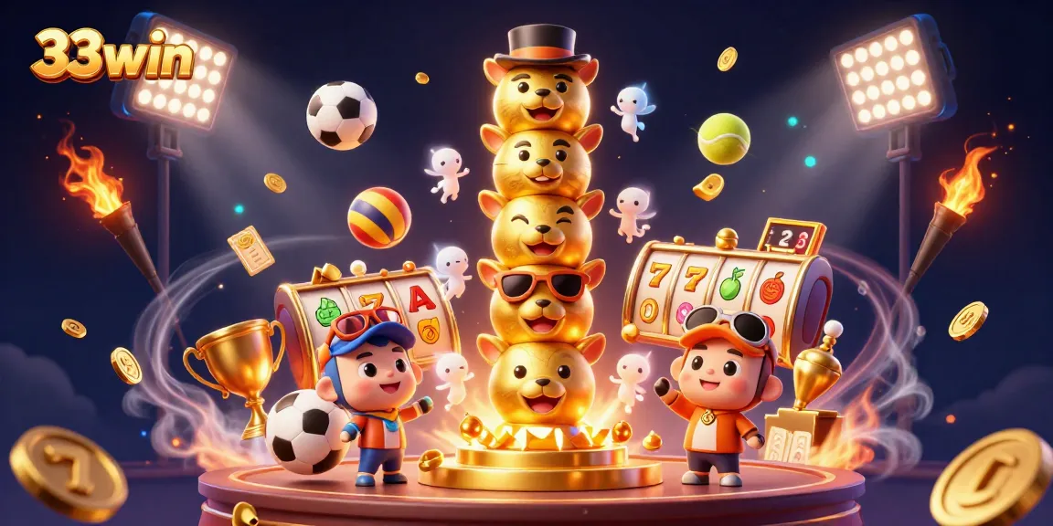Engage in thrilling gameplay at 33win, showcasing a vibrant 3D casino scene with dynamic elements.