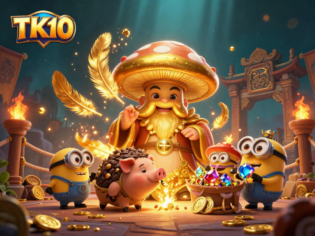 Bet on TK10 while reveling in a magical 3D world with golden treasure and whimsical characters.