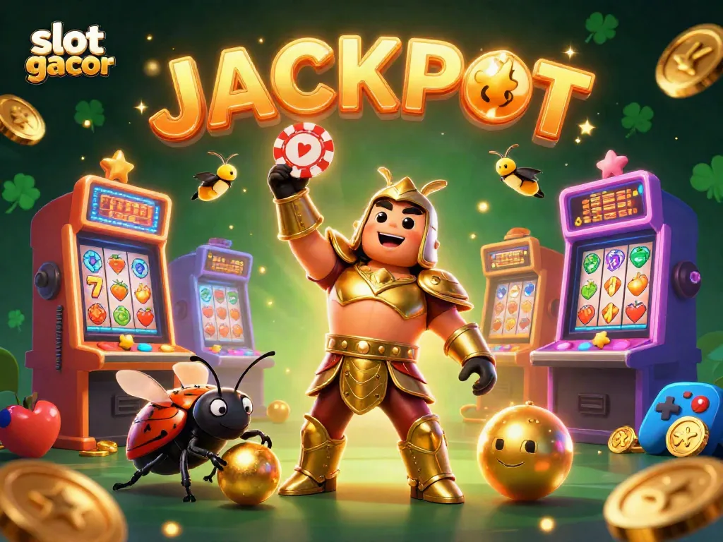 Menangkan hadiah besar di slot gacor dengan ilustrasi kasino yang penuh warna dan simbol keberuntungan.