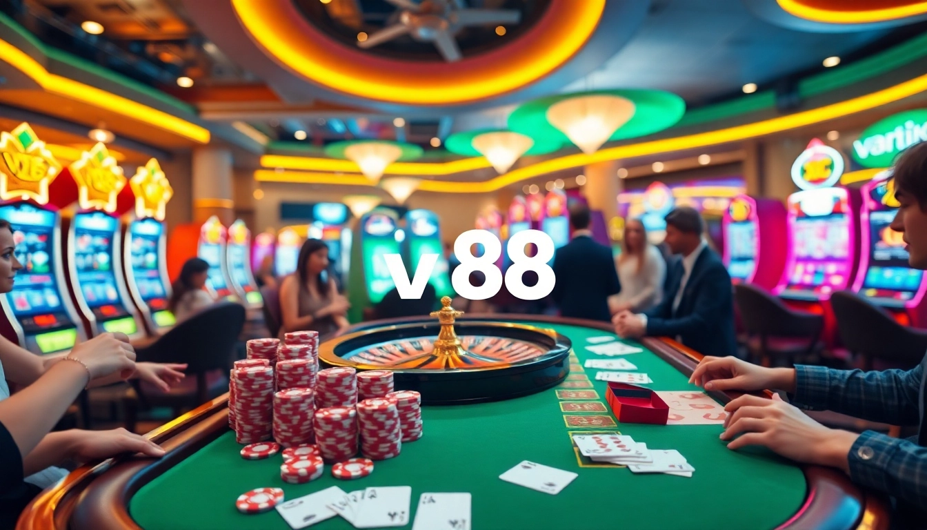 Experience the thrill of vn88 gaming with vibrant casino tables and lively atmosphere.
