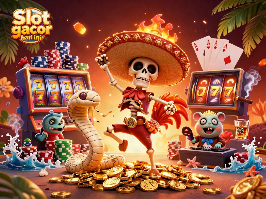 Engage with Slot gacor hari ini through vibrant slot machines and striking characters at play.