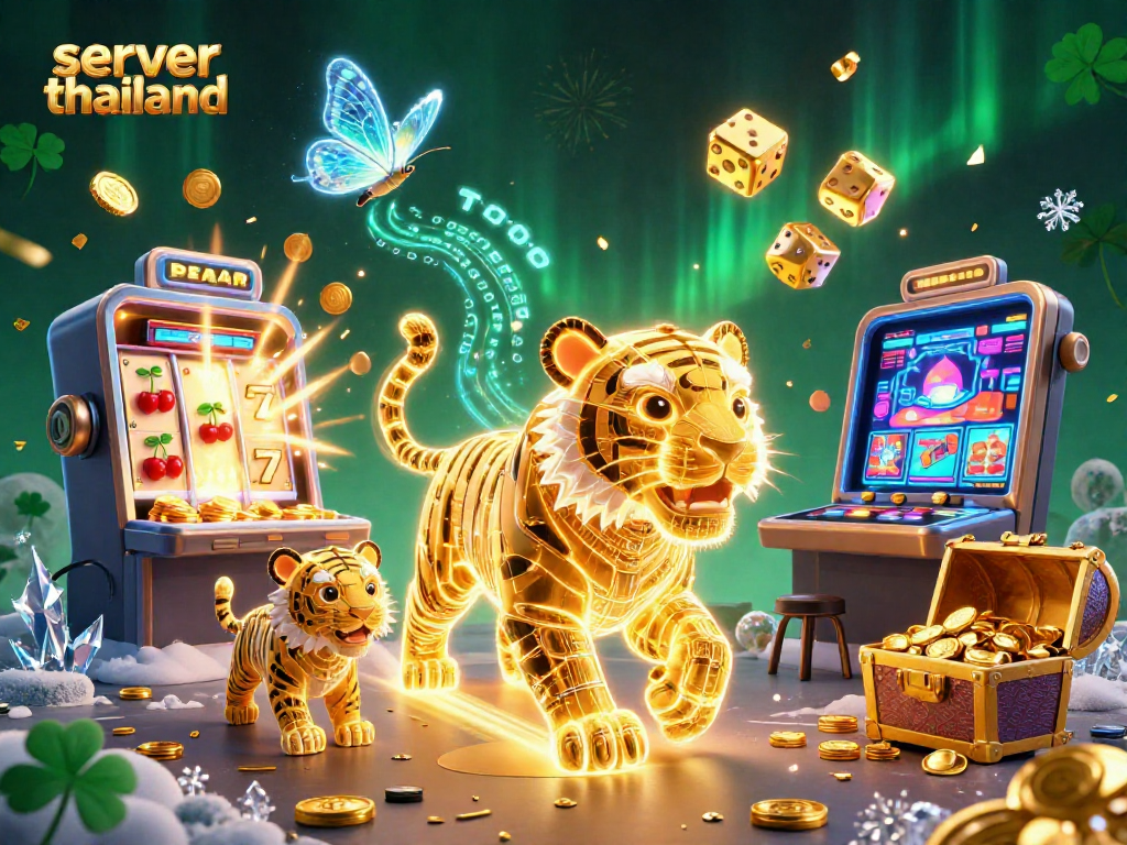 Play thrilling casino games on server thailand with a vibrant digital illustration of winning moments.