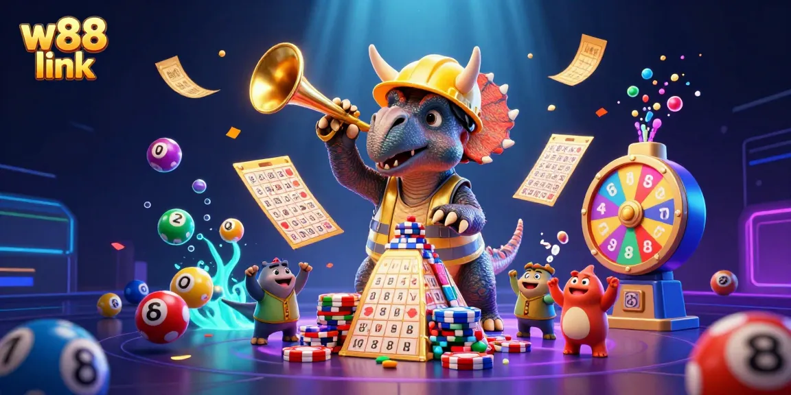 Engage with the vibrant w88 link scene filled with colorful casino elements and dynamic characters.
