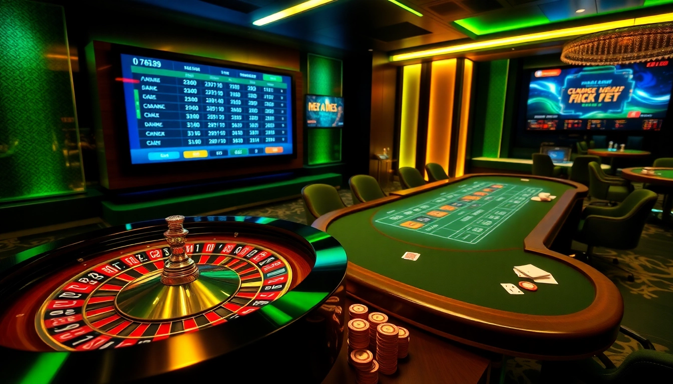 Learn how to bet smarter with แทงบอลยังไง in this exciting casino scene featuring roulette and blackjack tables.