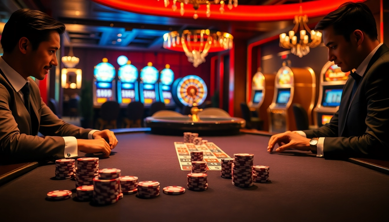 Experience high-stakes excitement at 688v with vibrant poker and roulette tables.
