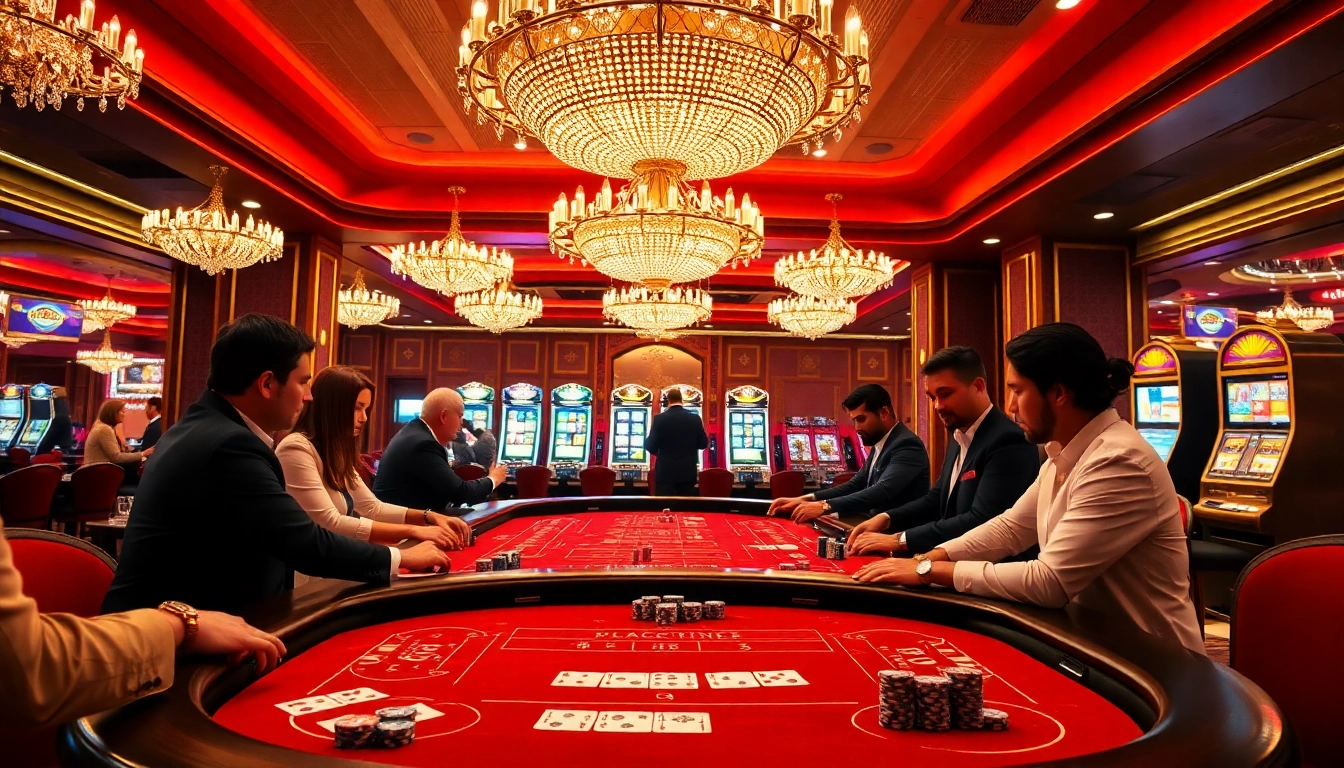 Engage in a thrilling baccarat game at an S8 casino with luxurious decor and vibrant atmosphere.