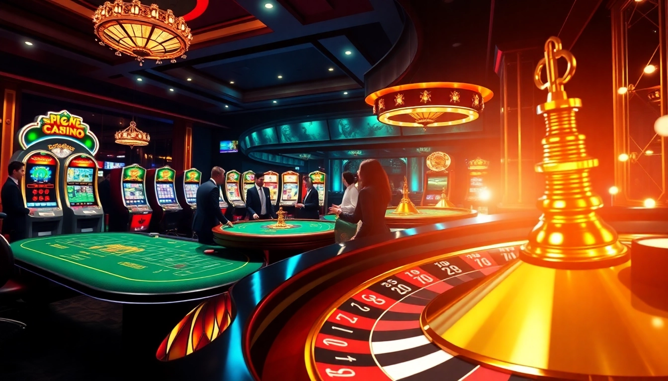 Enjoying thrilling gameplay at bk88's casino tables with vibrant slot machines in the background.