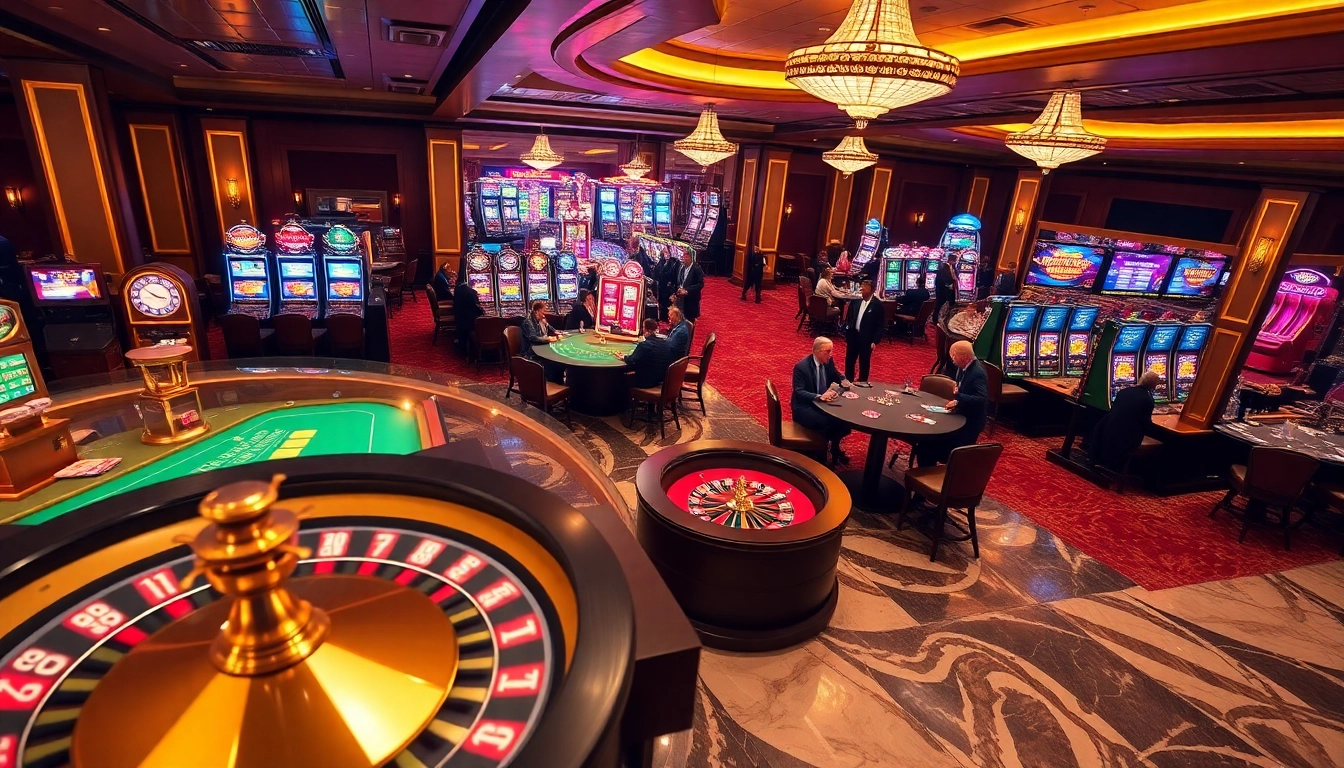 Exciting casino scene featuring SC88 slot machines and vibrant poker table action.