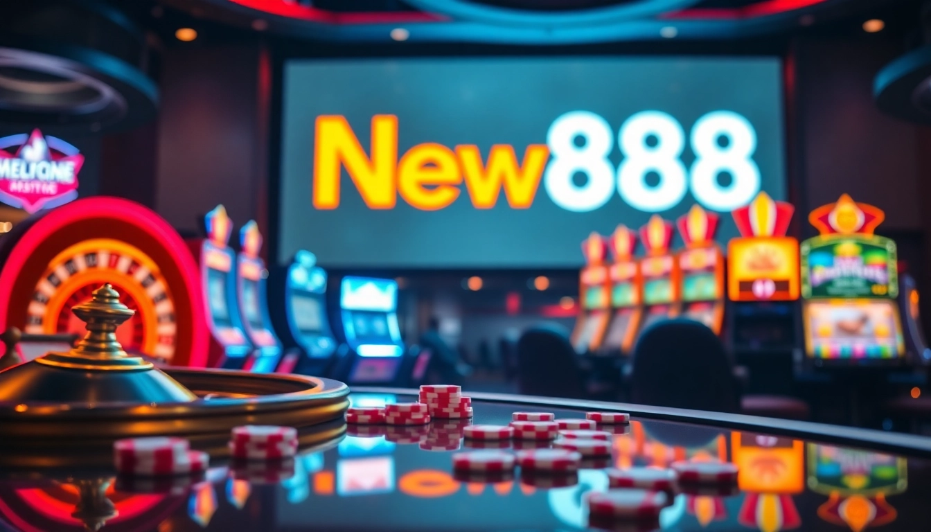Experience exhilarating gameplay at New88 with vibrant slot machines and poker action.