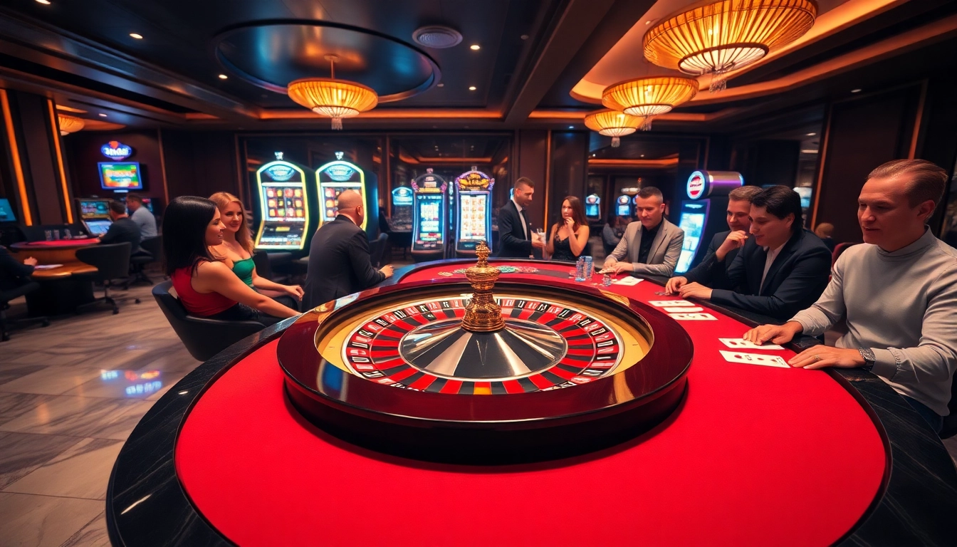 Experience the thrill of winning at 789p with a vibrant casino scene showcasing roulette, poker, and slot machines.