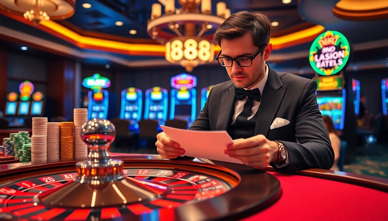 Experience thrilling NK88 casino action with poker chips and roulette excitement.