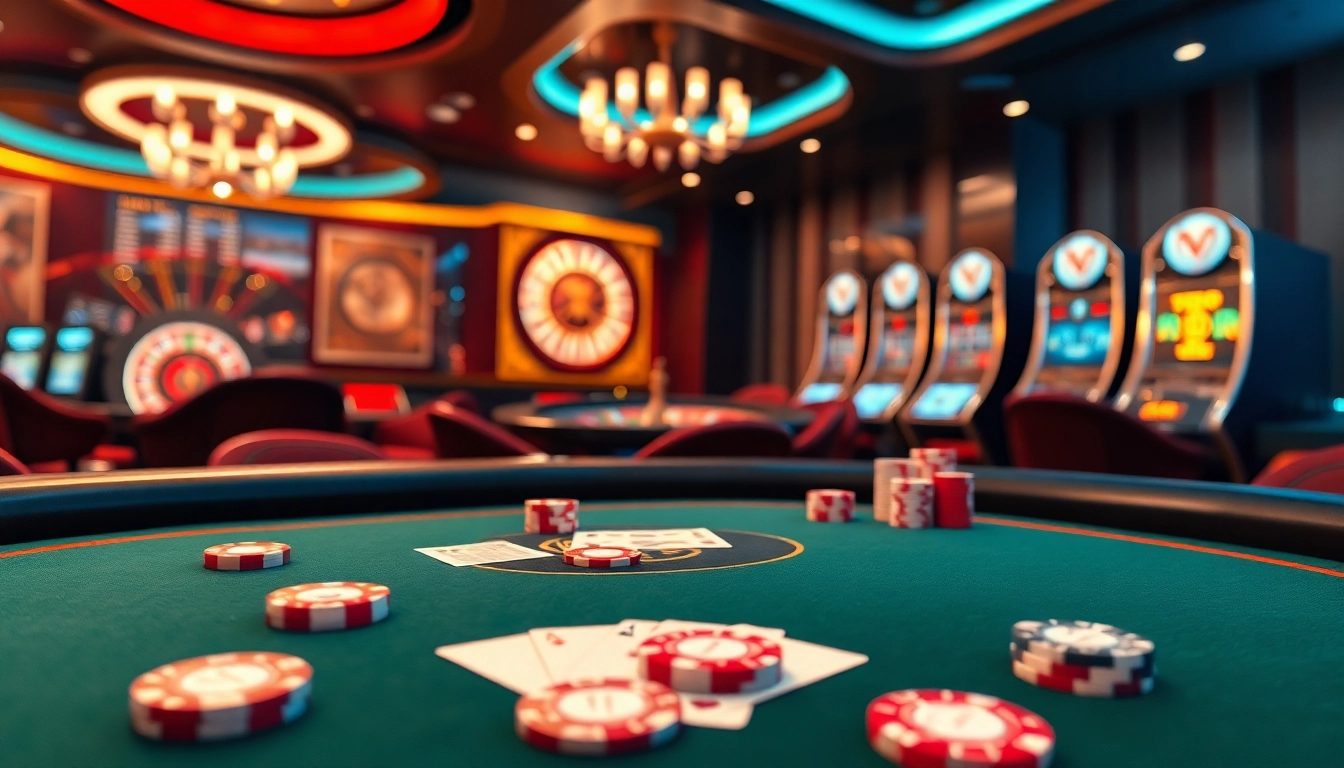 Experience the thrill of BDTK666 with vibrant poker chips and sleek casino tables.