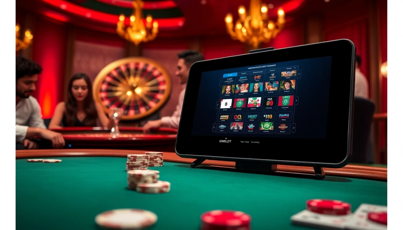 Engaging players enjoying the IDNSLOT online gambling experience with vibrant casino visuals.